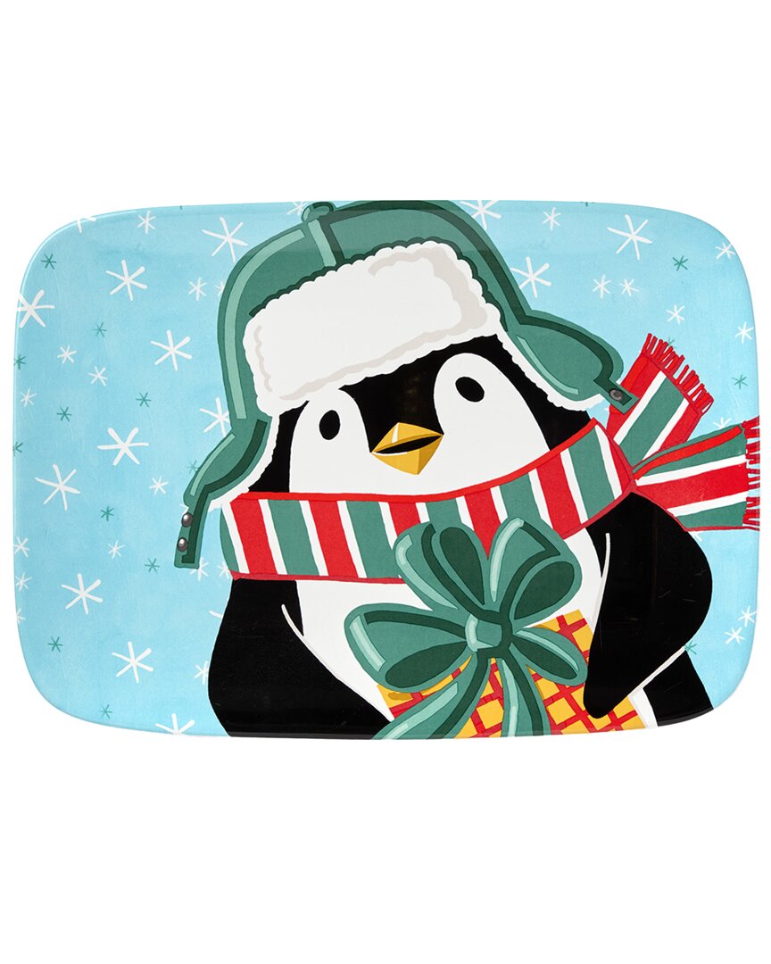Certified International Christmas Whimsy Penguin Rectangular Platter In Multi