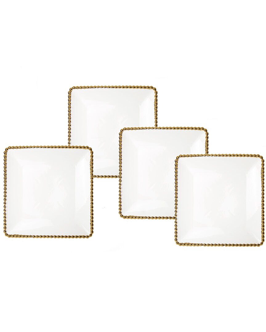 Alice Pazkus 8ind Set Of Four Gold White Porcelain Plates