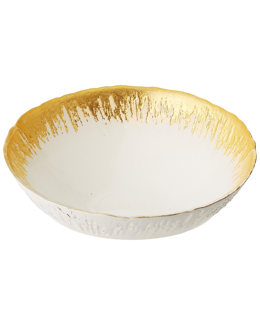 Alice Pazkus Individual Opaque White 2.75in Bowls With Flashy Gold Design
