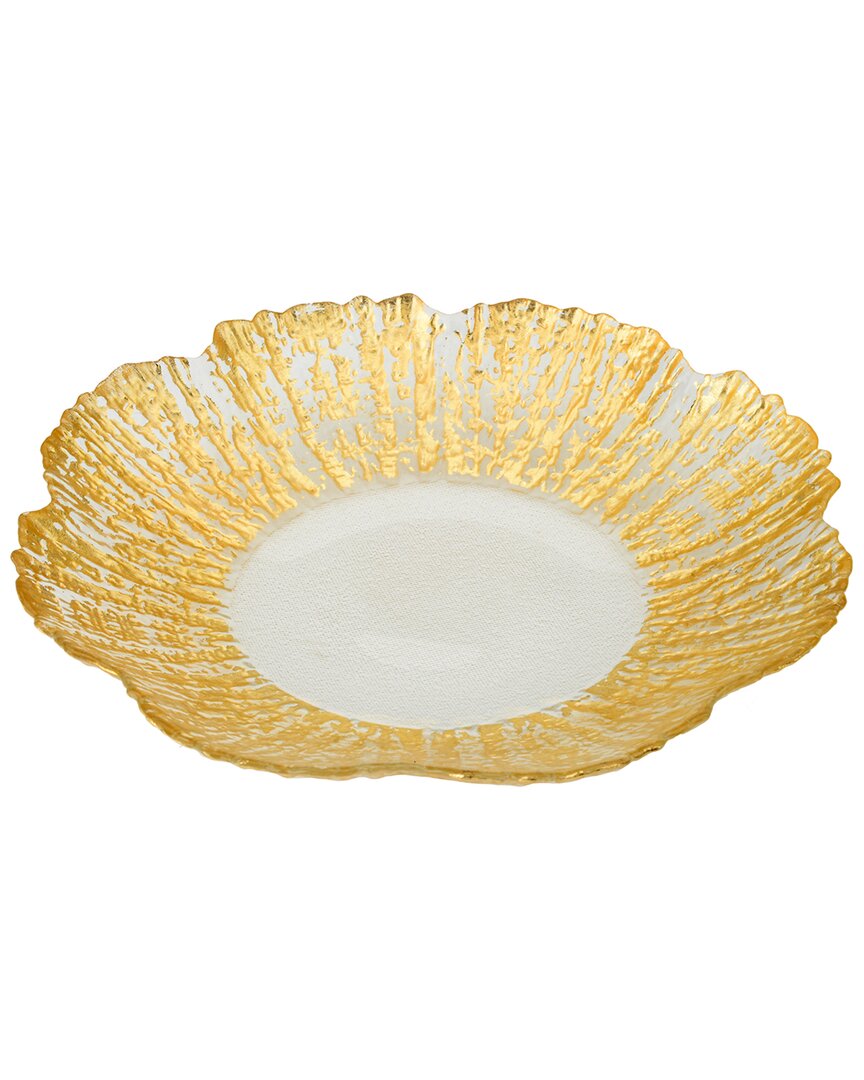 Alice Pazkus Clear And Gold Flower Shaped Scalloped 9in Plate