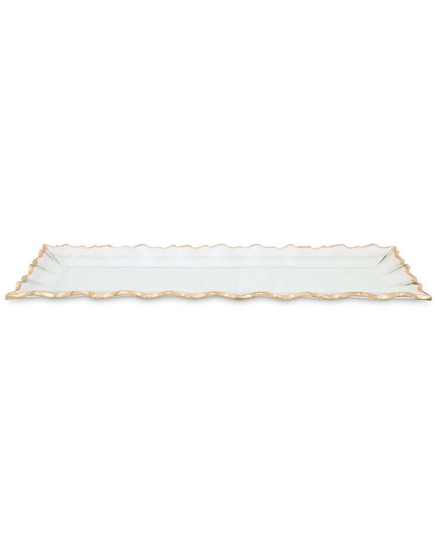 Alice Pazkus 19in Glass Oblong Tray With Gold Edge