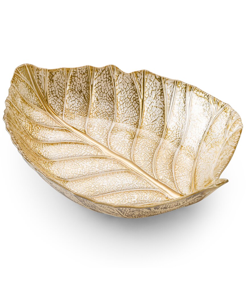 Alice Pazkus 15in Gold Leaf Shaped Dish
