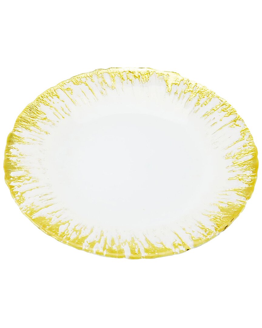 Shop Alice Pazkus Set Of Four 8in Milk Glass Plates With Flashy Gold Design In White