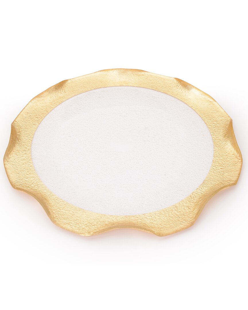 Alice Pazkus Set Of 9in Four Wavy Plates With Gold