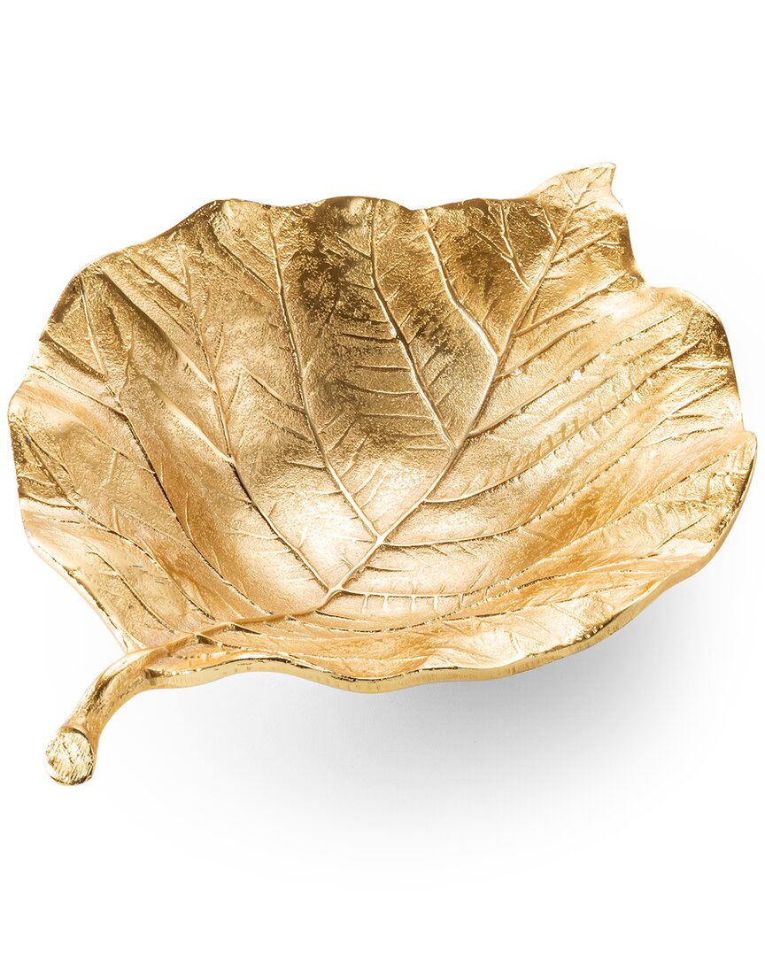 Alice Pazkus 12.5in Gold Leaf Shaped Shallow Bowl