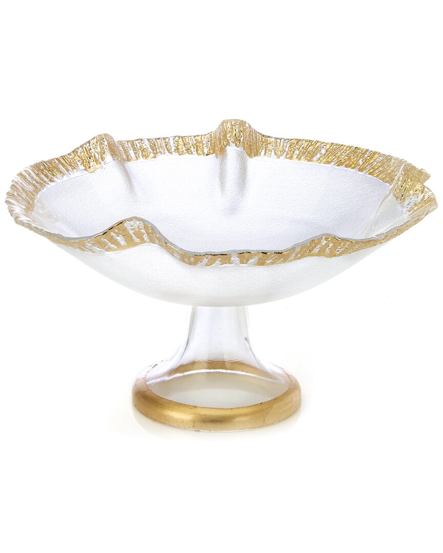 Alice Pazkus Scalloped Footed 12in Bowl With Gold Decoration