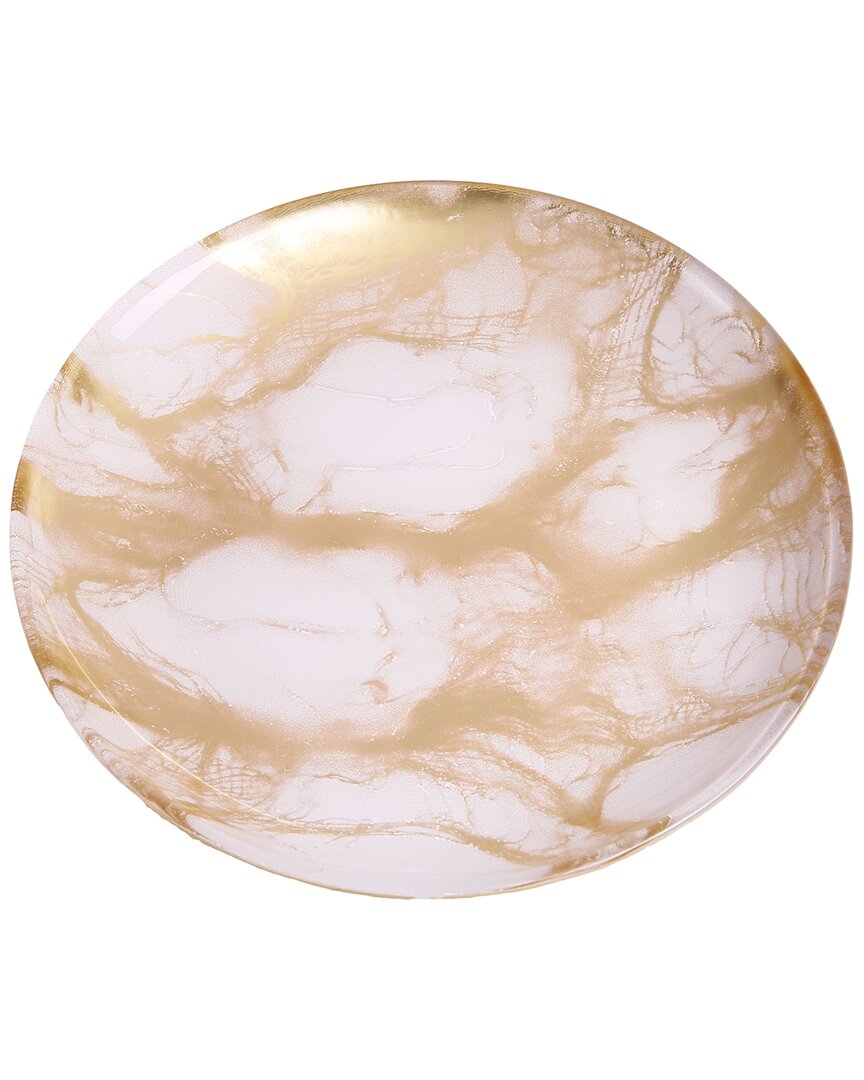 Alice Pazkus Set Of Four 6in Gold And White Marble Plates