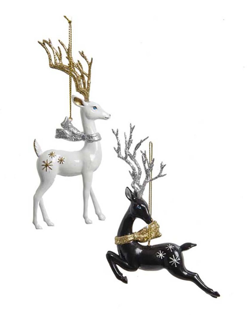 Shop Kurt Adler 6in Deer Christmas Ornaments (2 Assorted) In Multicolor