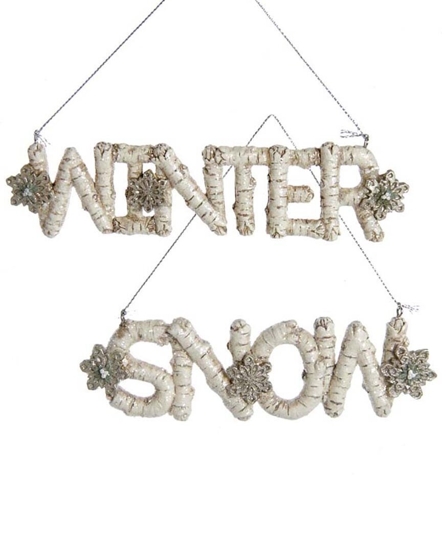 Shop Kurt Adler 6.5in Resin Snow Winter Words Set Of 2 Ornaments In Multi