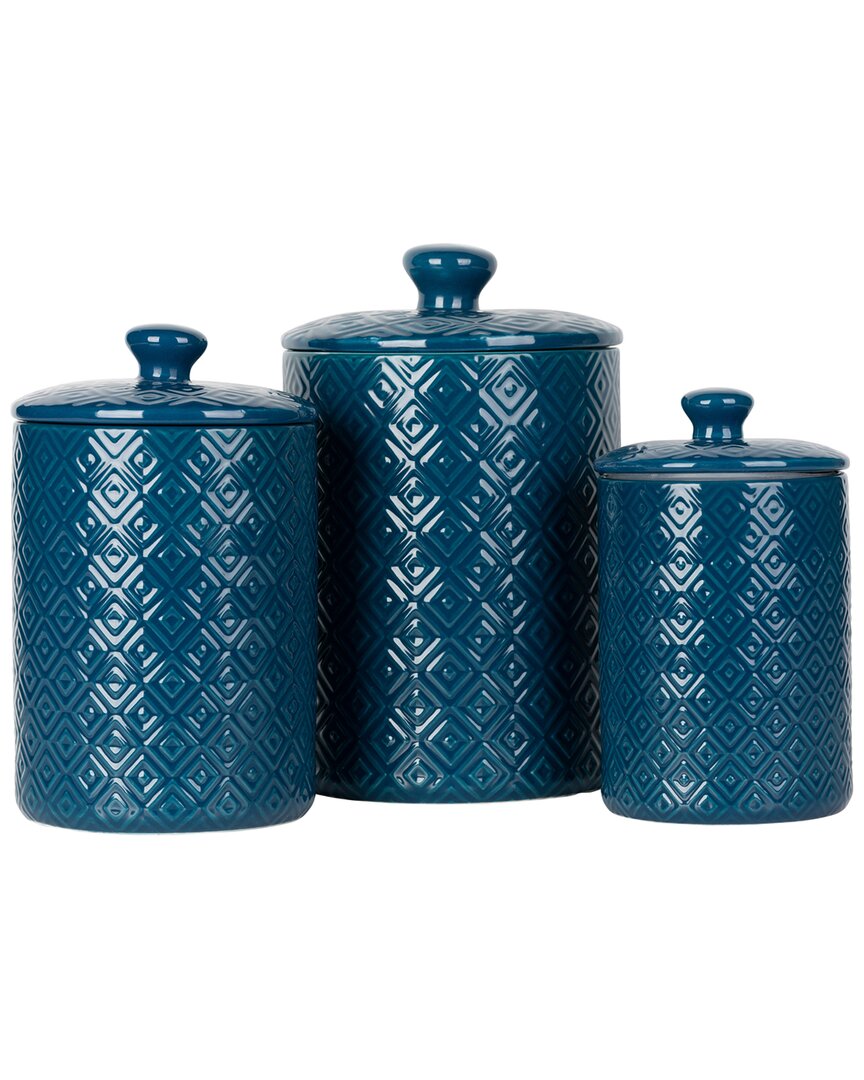 Ten Strawberry Street Diamond 3pc Canister Set In Blue