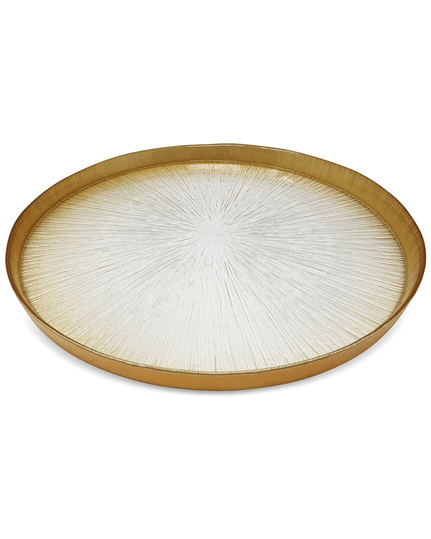 Alice Pazkus Crystal Glass Platter With Gold Border