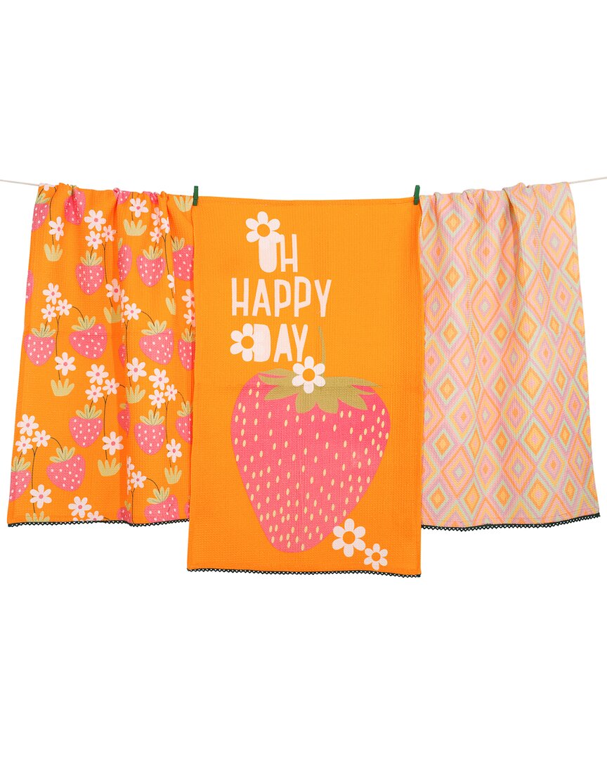 Tiramisu Happy Day Strawberry Towel Set In Orange