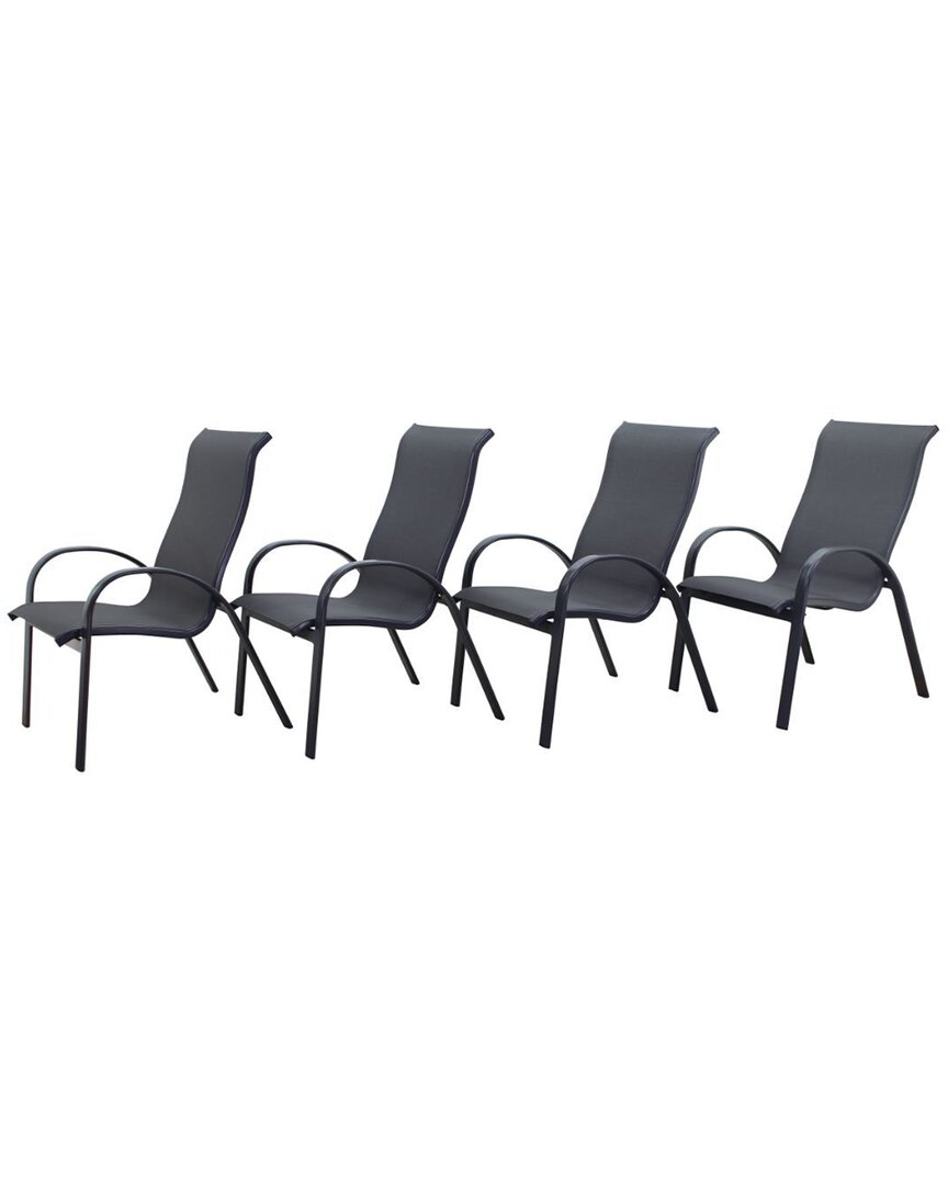 Courtyard Casual Santa Fe Set Of 4 Sling Chairs In Silver