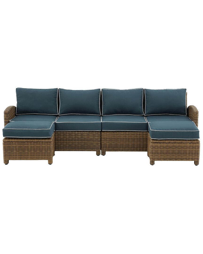 Crosley Bradenton 4pc Outdoor Wicker Sectional Set In Navy