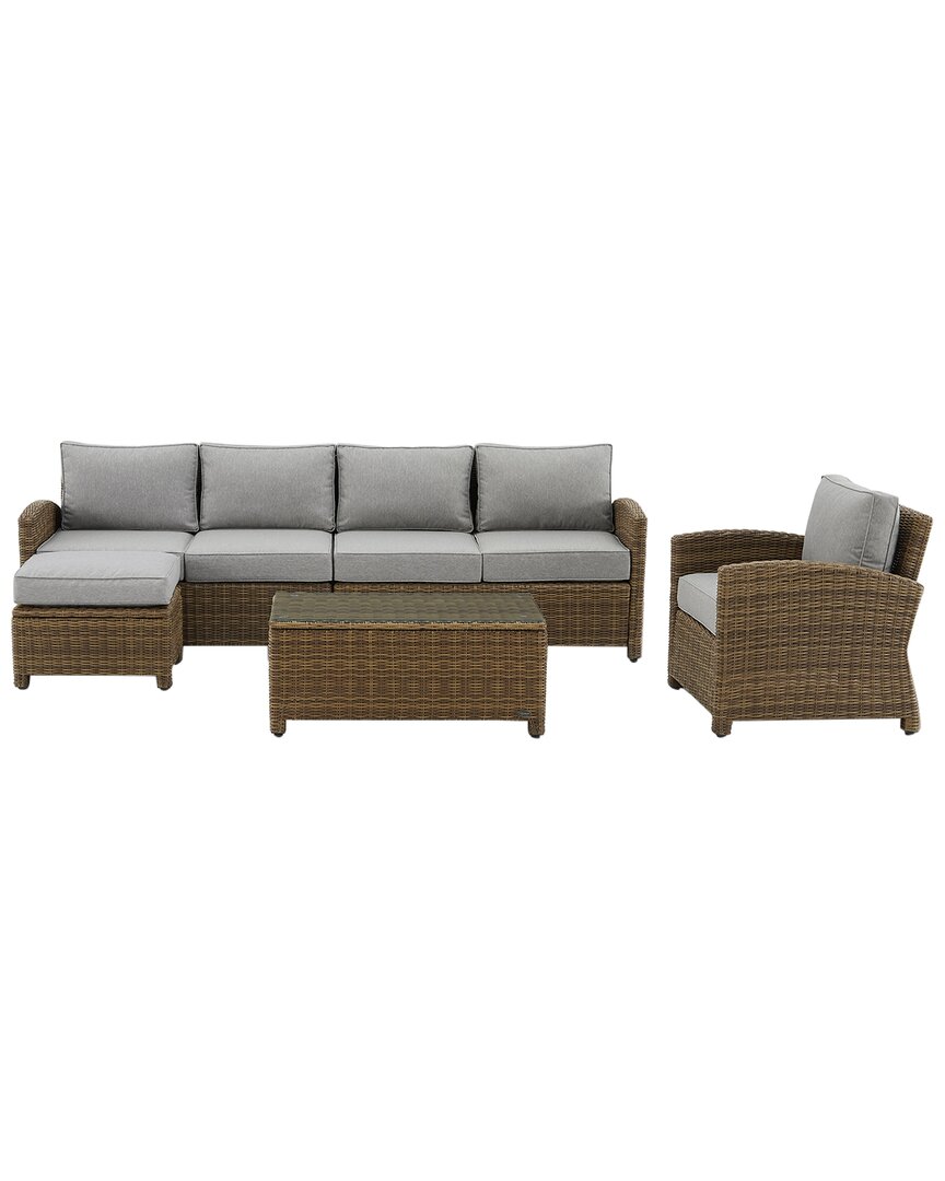 Crosley Bradenton 5pc Outdoor Wicker Sectional Set In Gray