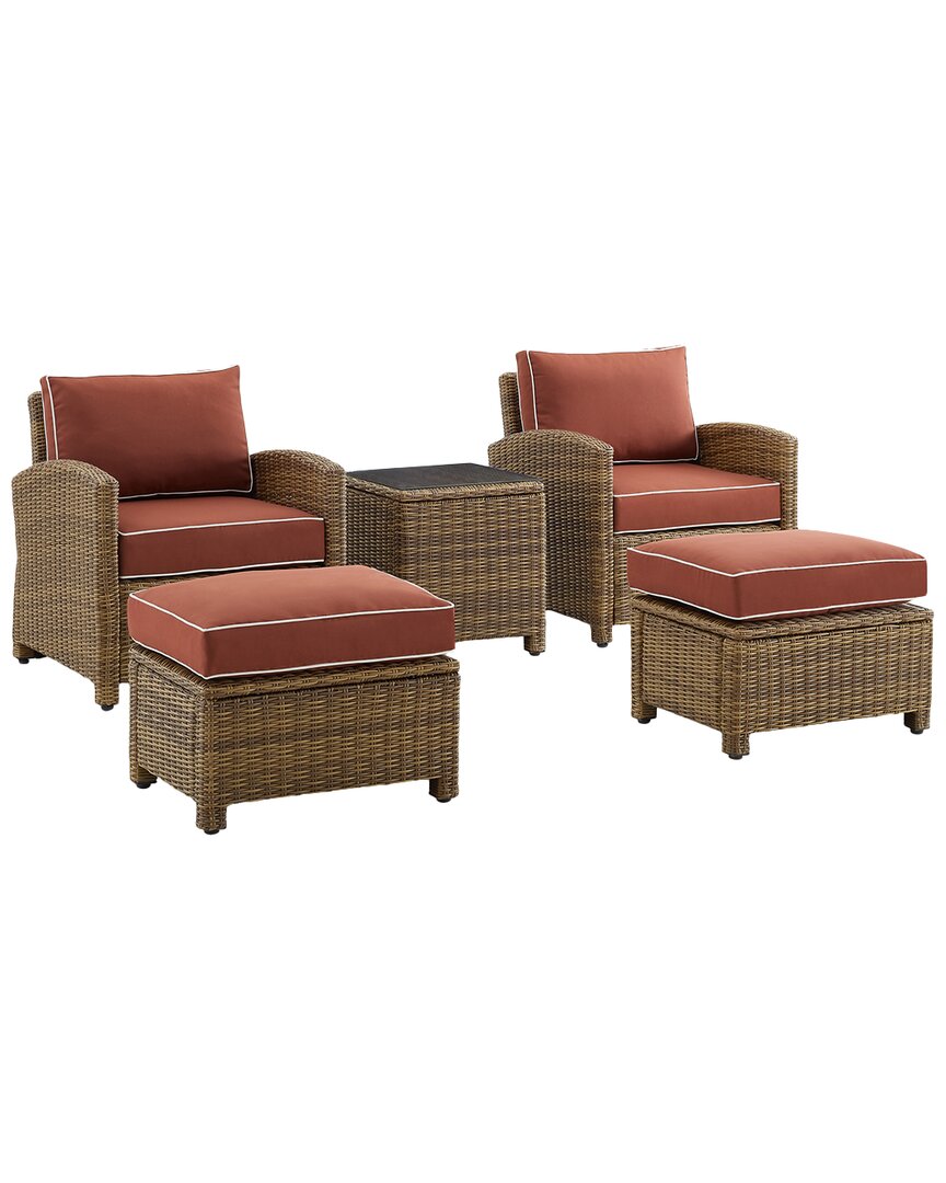 Crosley Bradenton 5pc Outdoor Wicker Chair Set In Red