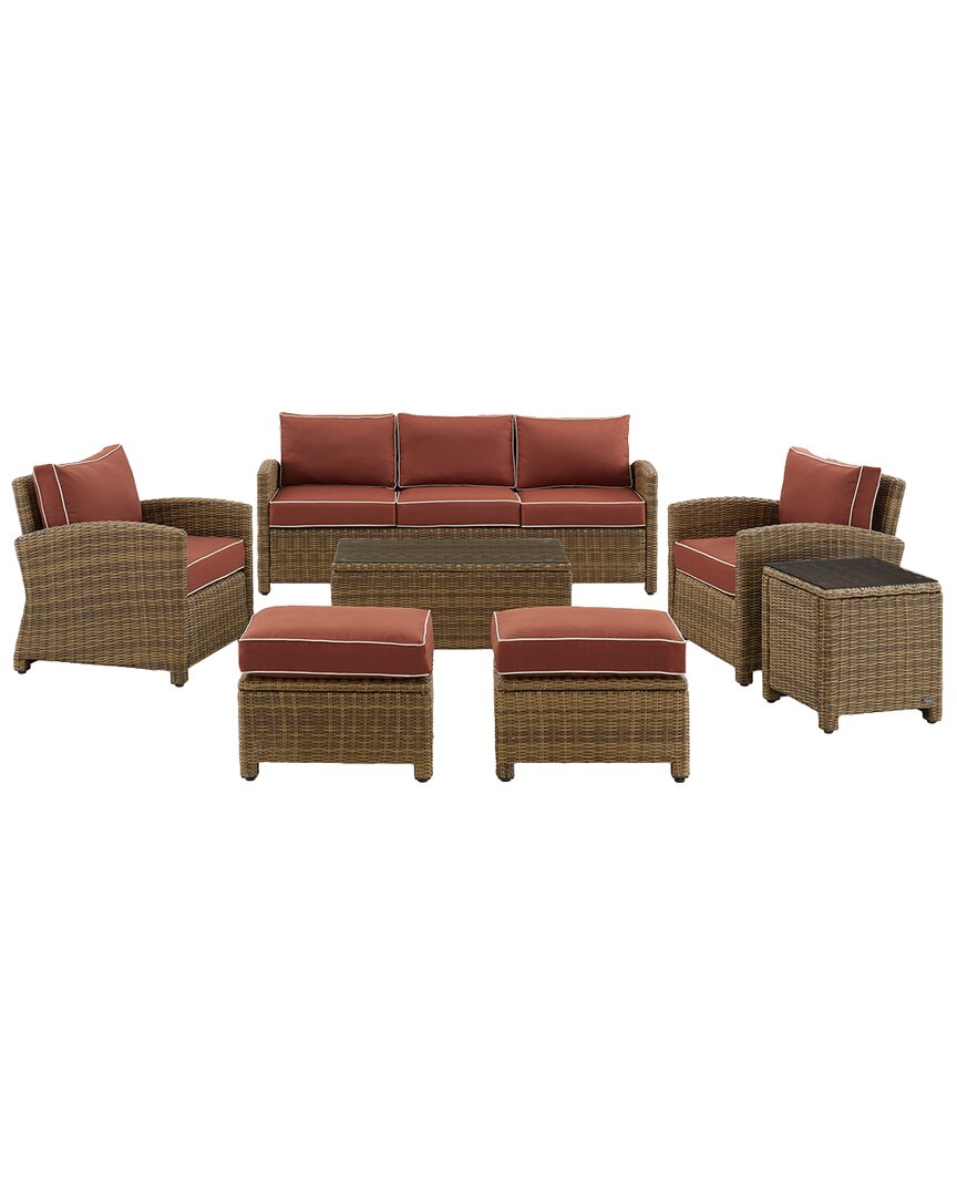 Crosley Bradenton 7pc Outdoor Wicker Sofa Set In Red