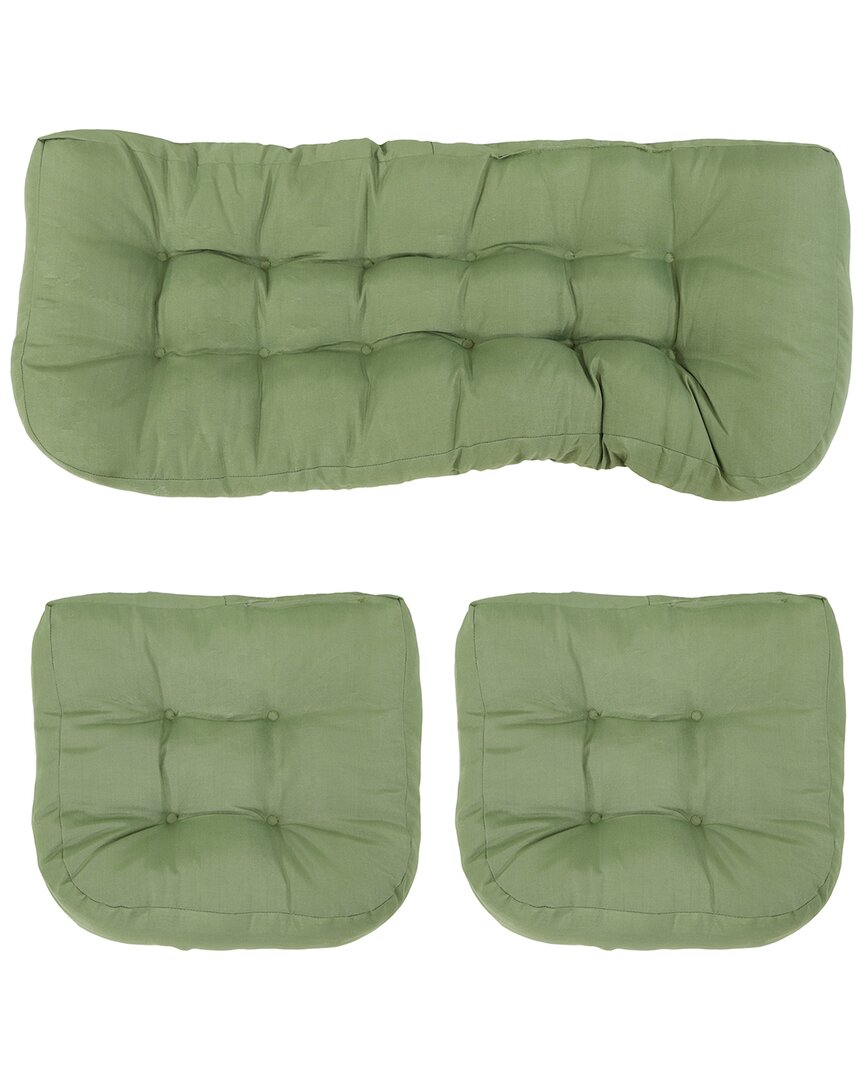 Sunnydaze Green Tufted Olefin 3pc Indoor/outdoor Settee Cushion Set