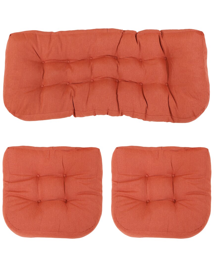 Sunnydaze Orange Tufted Olefin 3pc Indoor/outdoor Settee Cushion Set