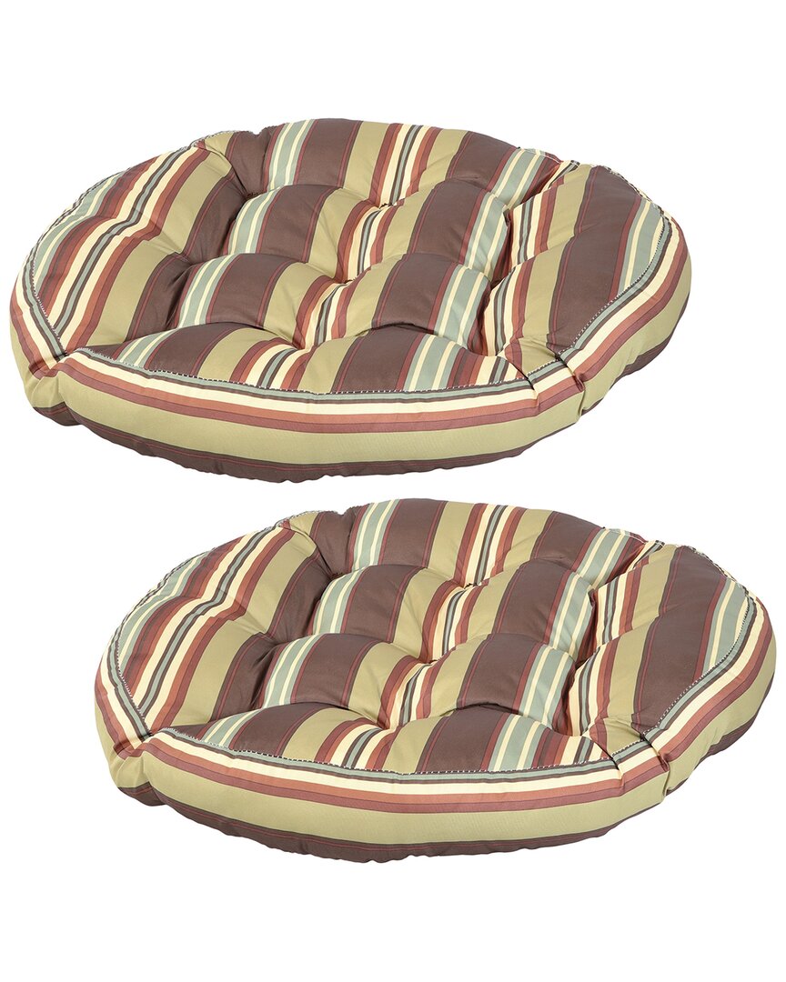 Sunnydaze Discontinued Brown Polyester Large Round Floor Cushions (set Of 2) In Multi