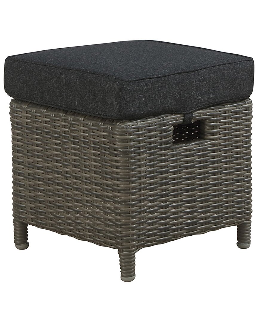 Alaterre Asti All-weather Wicker Outdoor 15in Square Ottomans With Cushions, Set Of 2