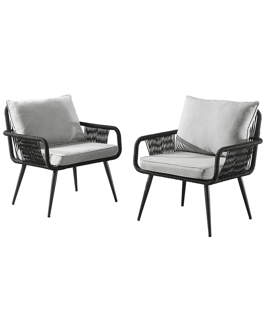 Alaterre Andover All-weather Outdoor 29in Rope Chairs With Light Grey Cushions, Set Of Two