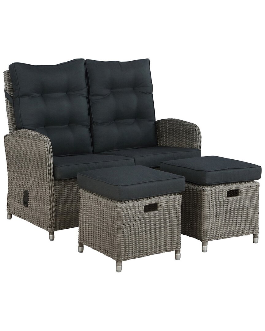 Alaterre Monaco All-weather 3pc Set With Two-seat Reclining Bench & Two Ottomans