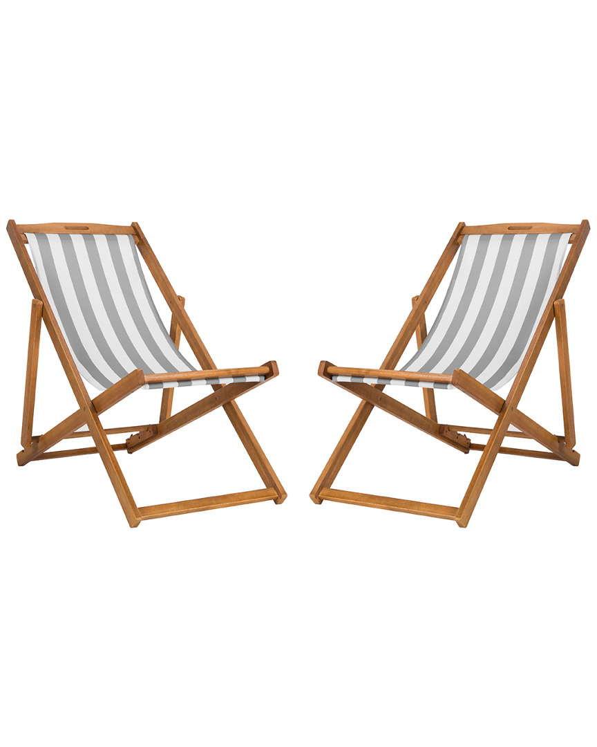 Safavieh Loren Set Of 2 Outdoor Foldable Sling Chairs