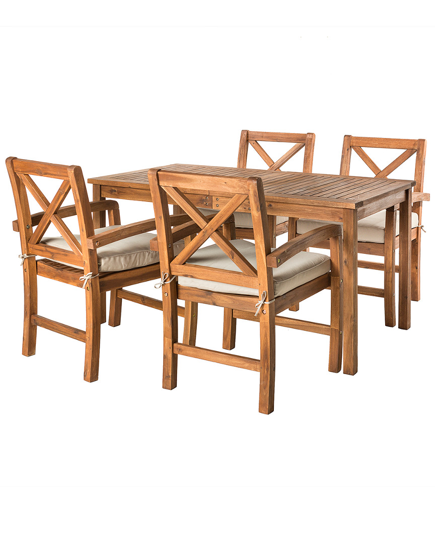 Hewson Acacia Wood Simple Patio 5pc Dining Set