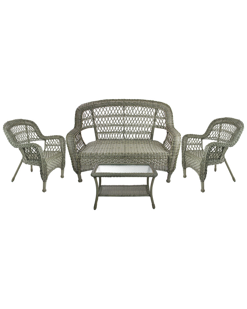 Northlight 4pc Driftwood Green Steel Resin Outdoor Patio Furniture Set