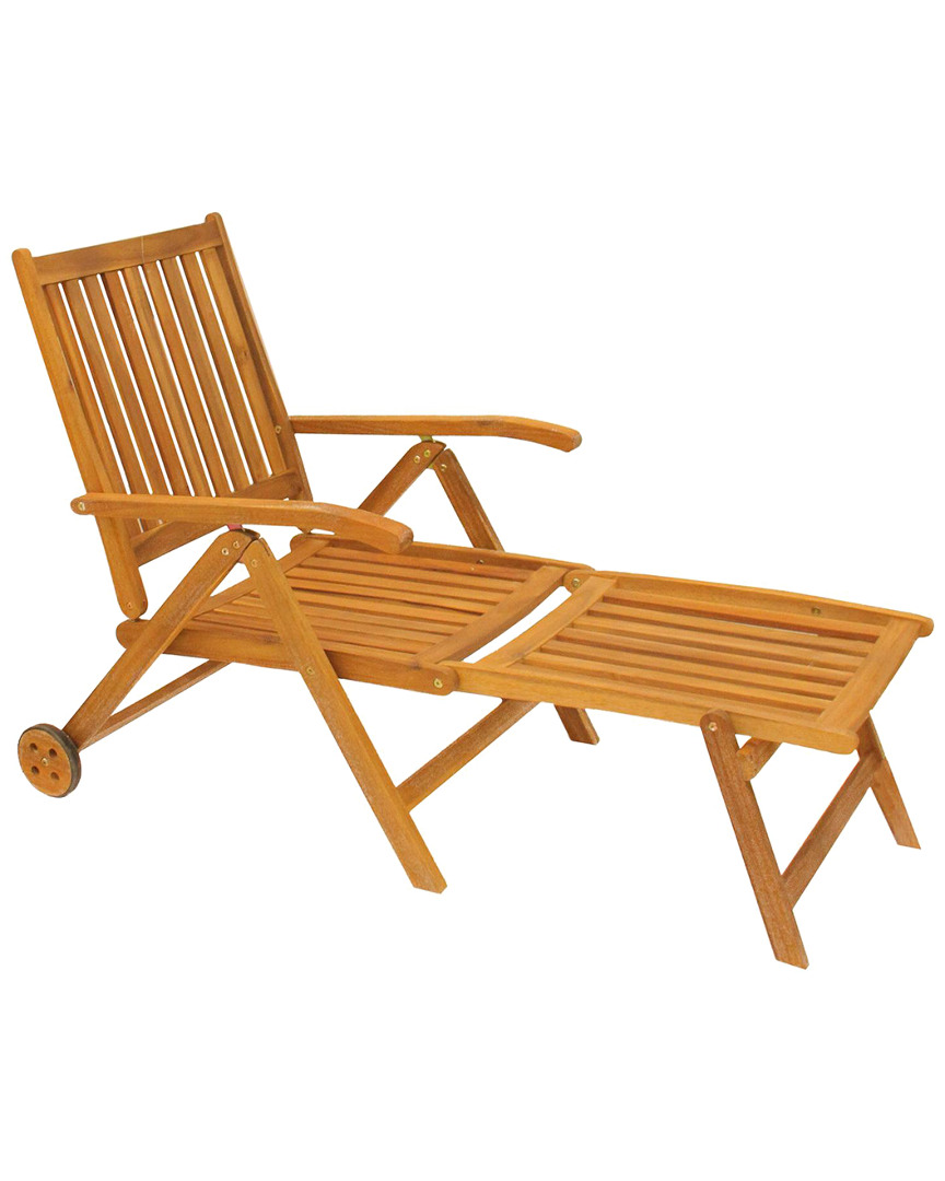 Northlight 55in Acacia Wood Outdoor Patio Chaise Lounge Chair