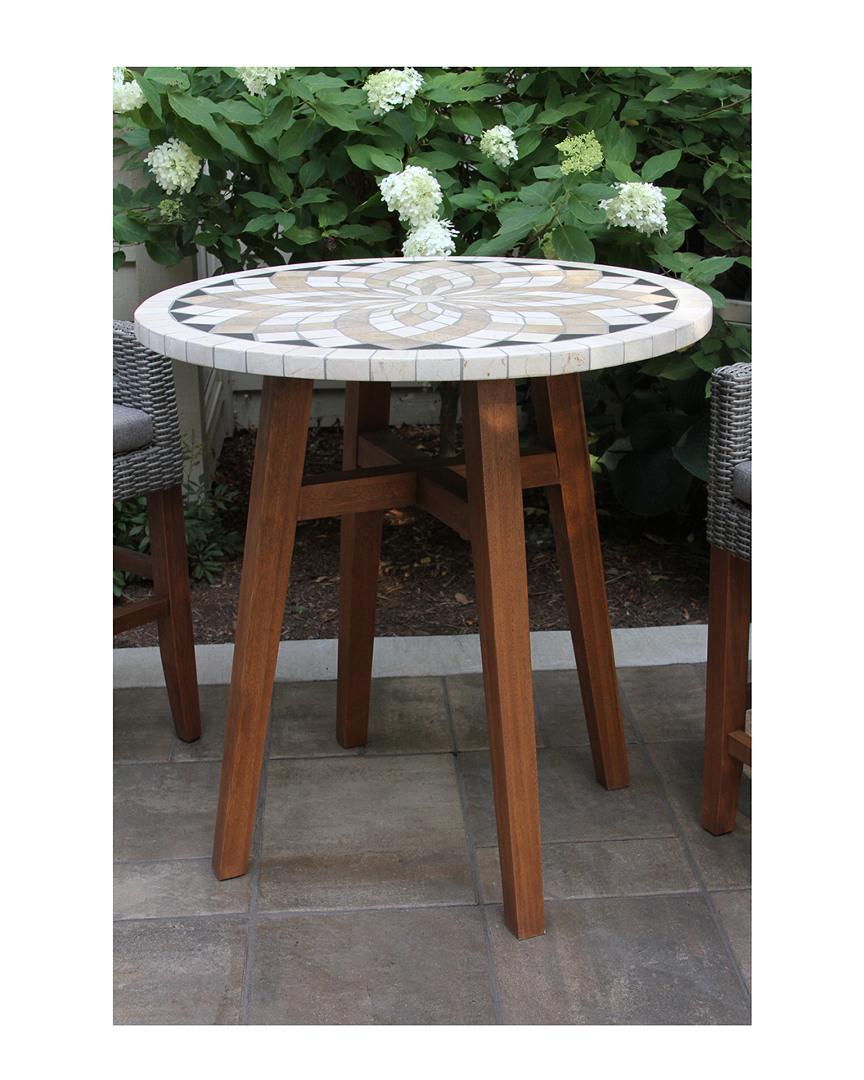 Outdoor Interiors Counter Height Spanish Marble & Eucalyptus Table