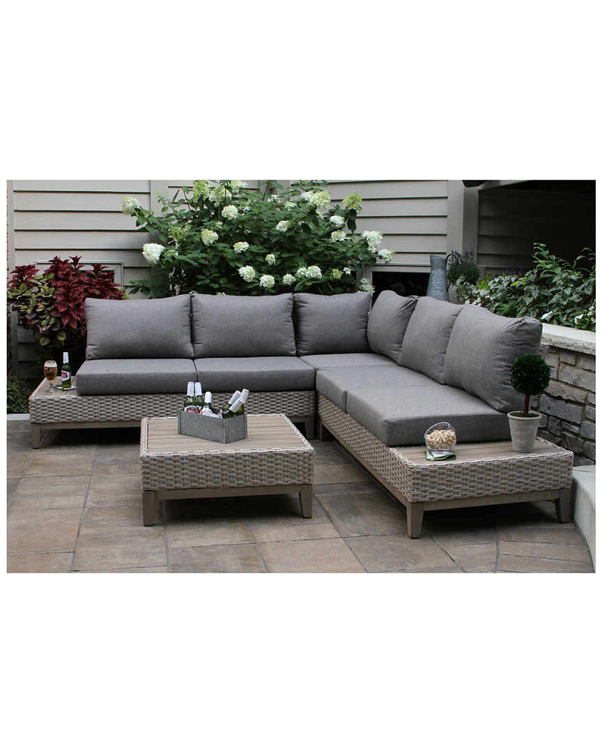Outdoor Interiors 4pc Antique Stain Sectional Set