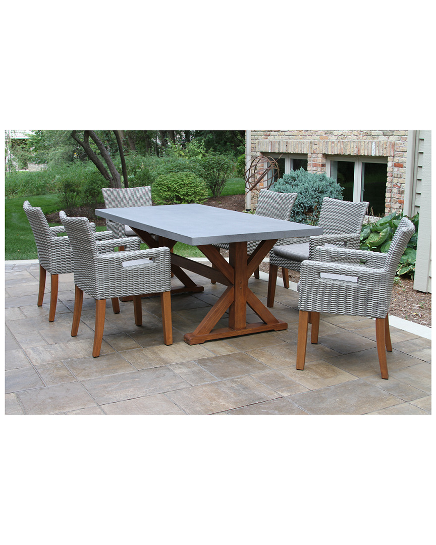 Outdoor Interiors 7pc Eucalyptus Dining Table | ModeSens