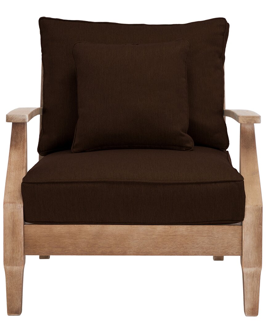 Safavieh Couture Martinique Wood Patio Armchair In Brown