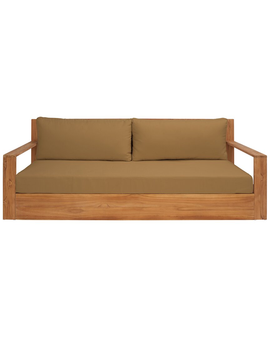 Safavieh Couture Kauai Brazil Teak Patio Sofa In Brown