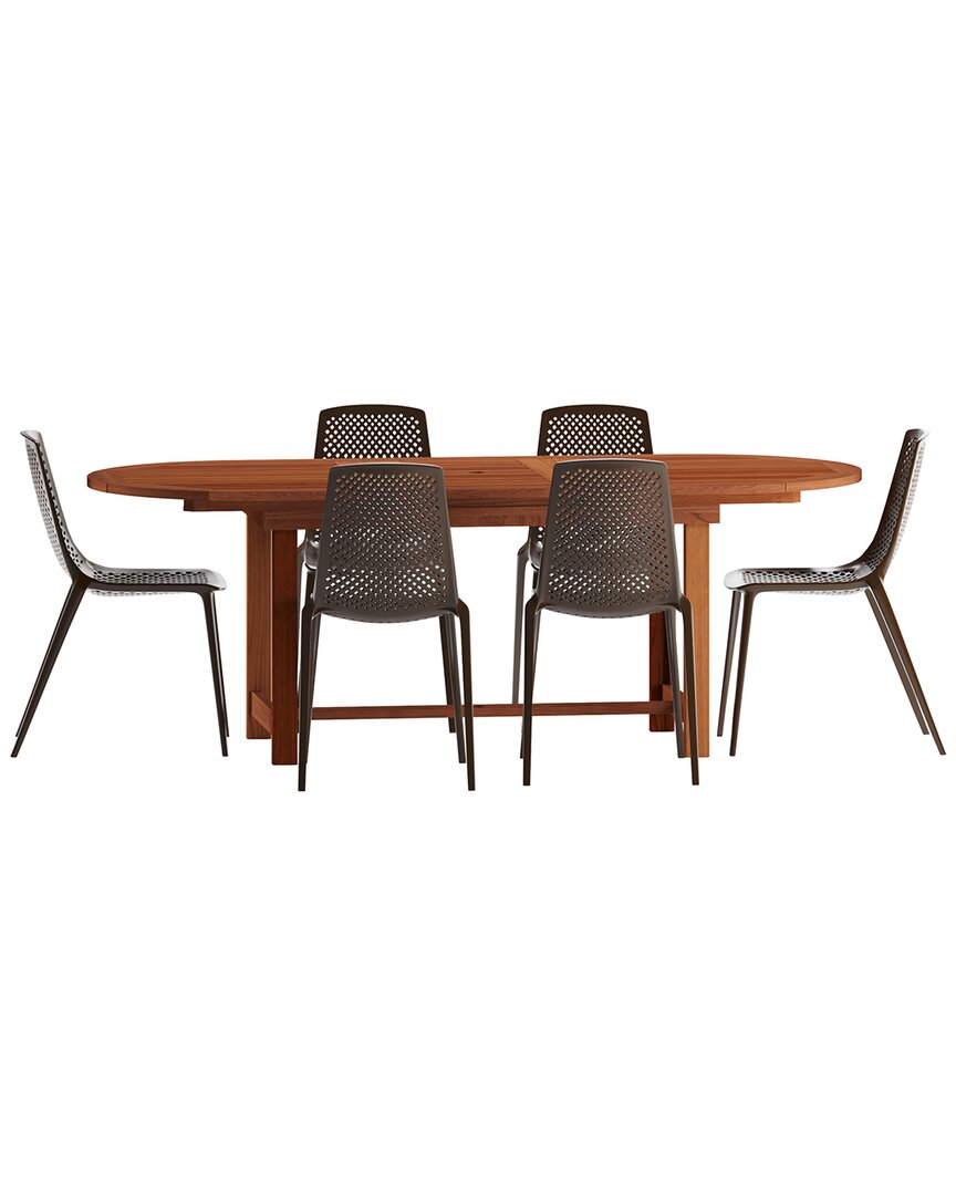 Amazonia 7pc Oval Patio Dining Set In Brown