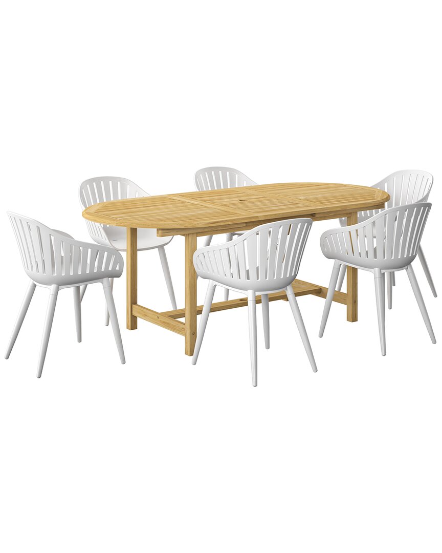 Amazonia 7pc Oval Patio Dining Set In White