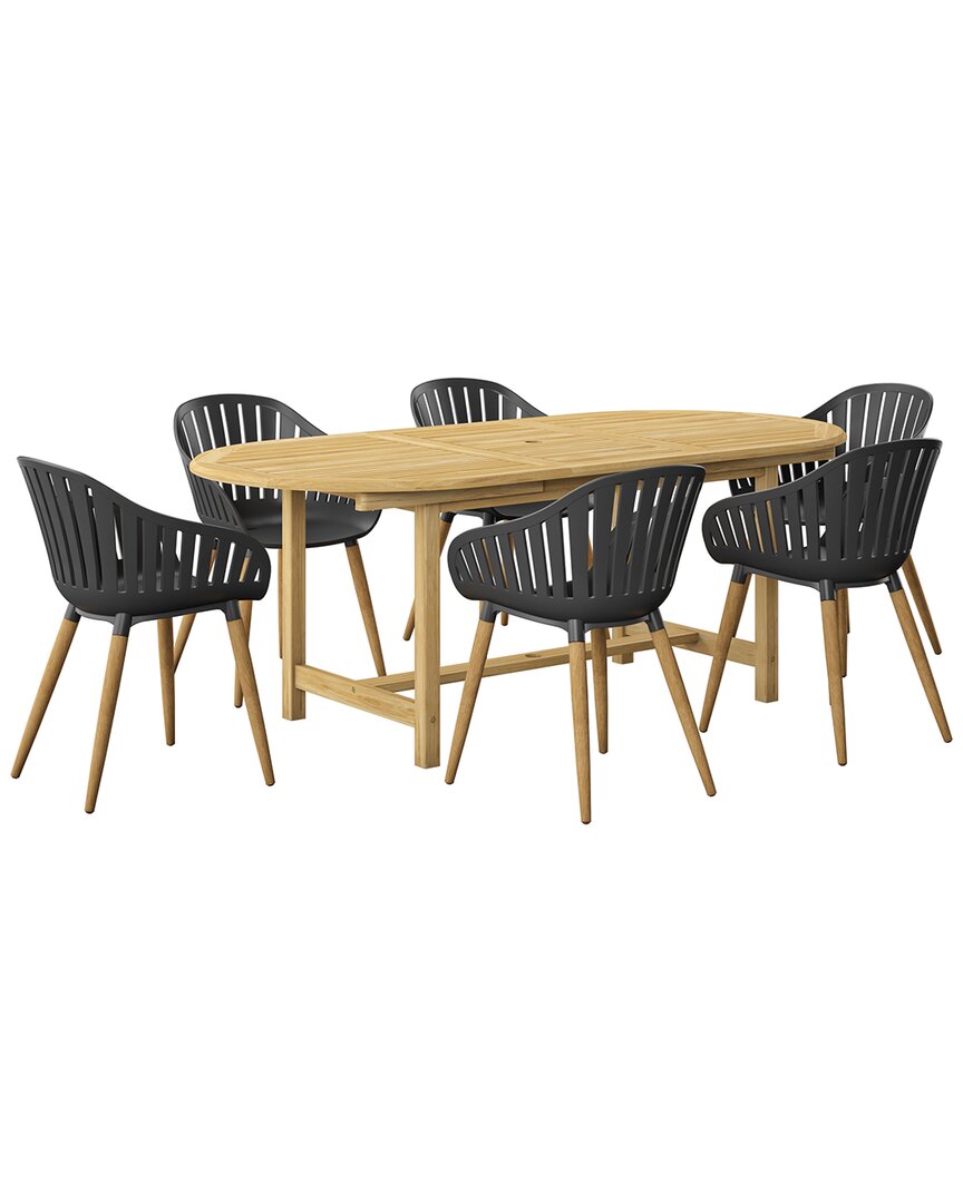 Amazonia 7pc Oval Patio Dining Set In Black