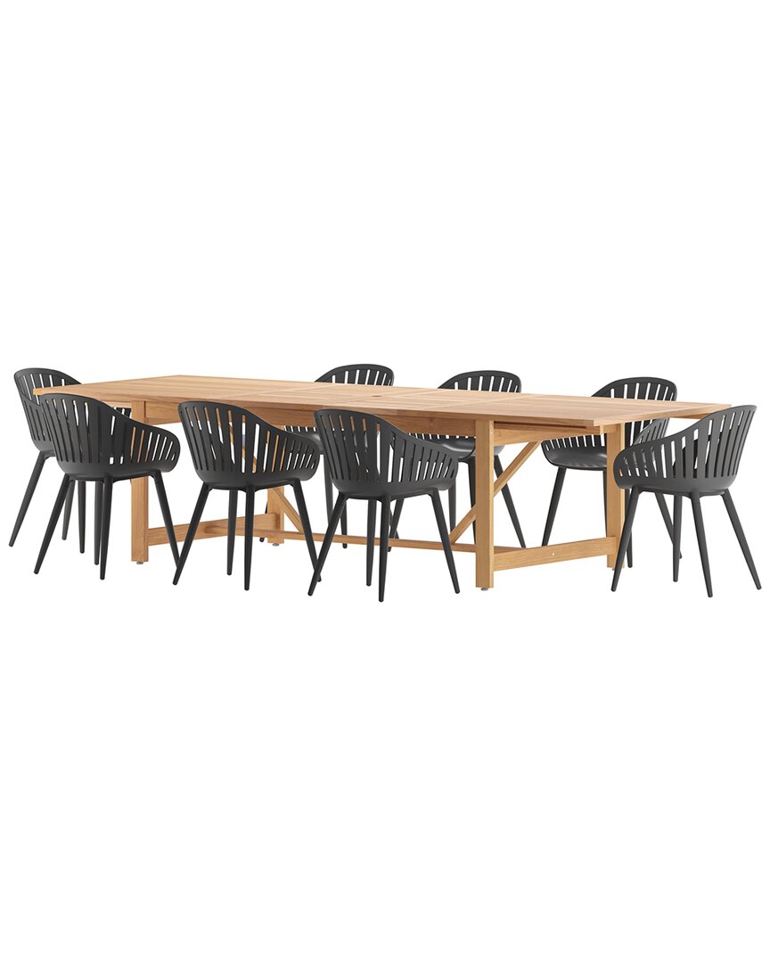 Amazonia 9pc Rectangular Patio Dining Set In Black