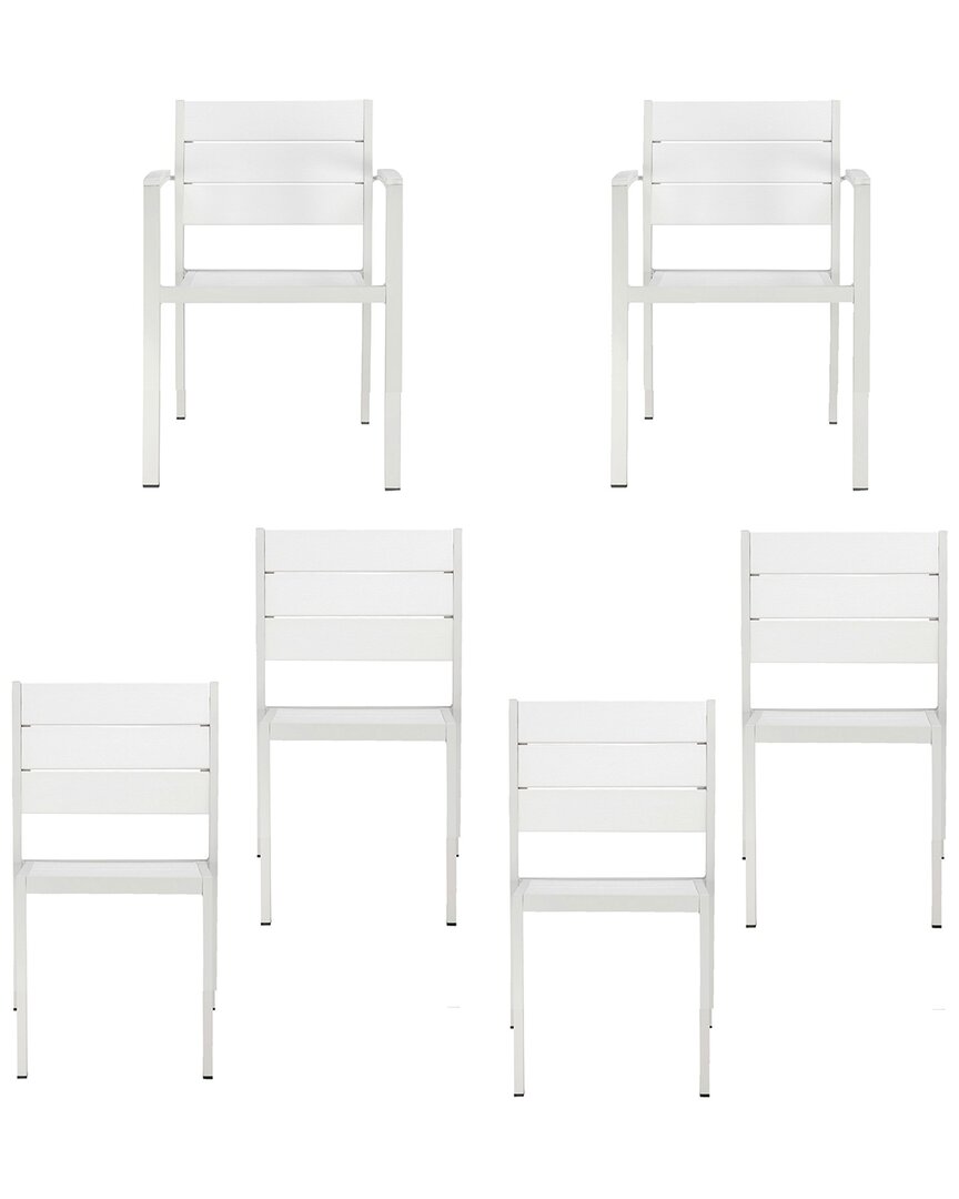 Pangea Home Indoor/outdoor Set Of 6 Roy Dining Chairs In White