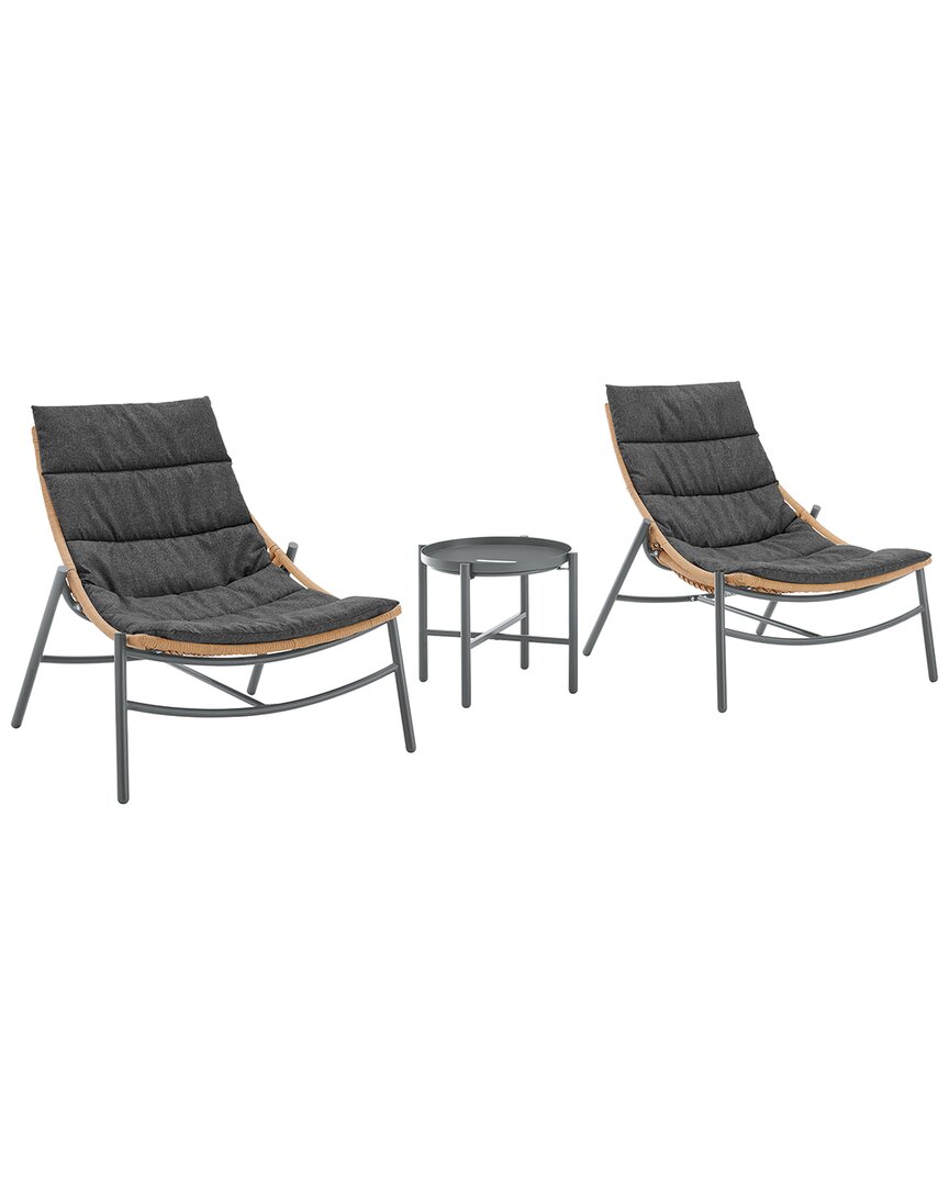 Shop Manhattan Comfort Sunset Modern 3pc Patio Conversation Set In Grey