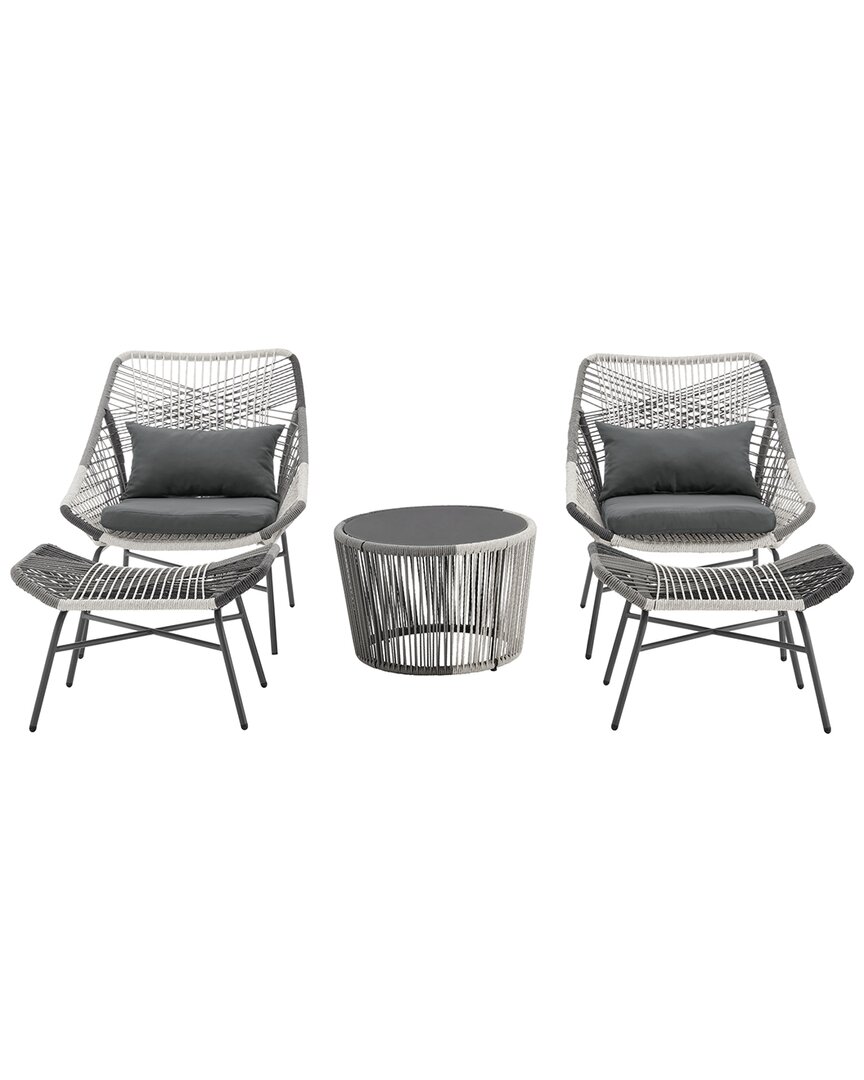 Manhattan Comfort Ashland Modern 3pc Patio Conversation Set In Grey