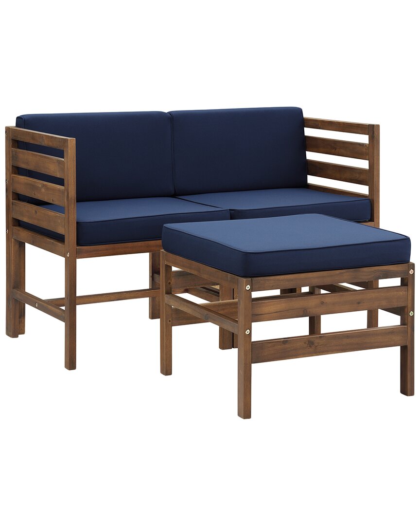 Hewson Sanibel Modular Outdoor Acacia L/r Chairs And Ottoman In Brown