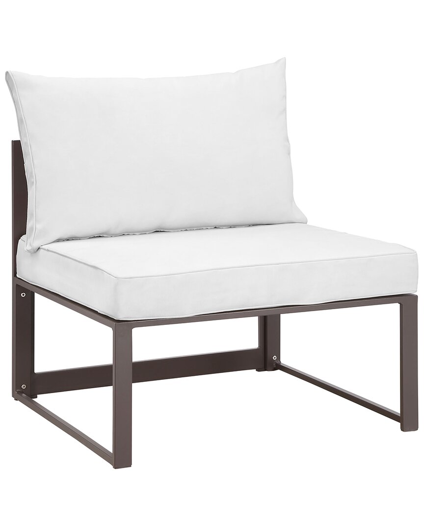 Modway Outdoor Fortuna Armless Outdoor Patio Chair In White/brown