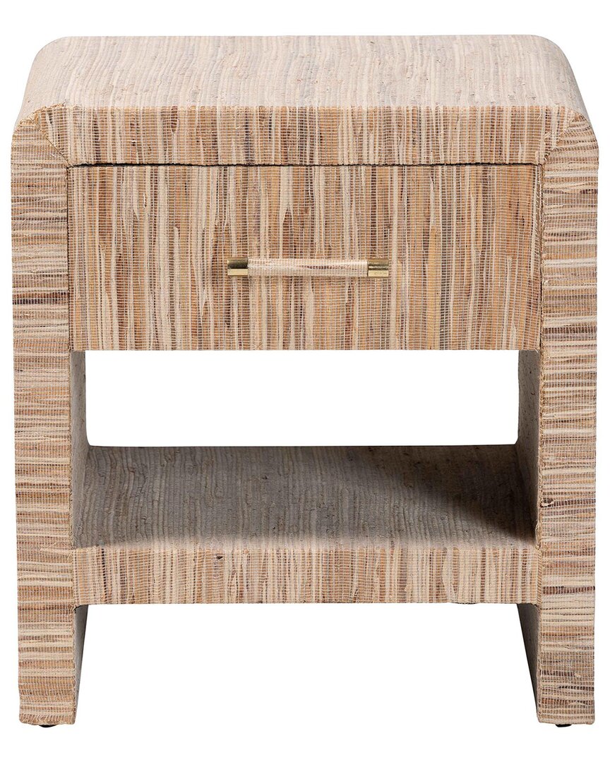 Baxton Studio Callan Bohemian Woven Grasscloth 1-drawer Nightstand