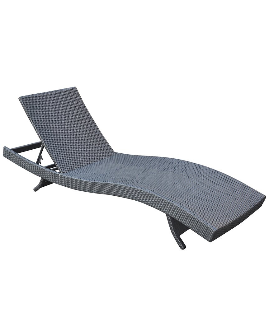 Armen Living Cabana Outdoor Adjustable Wicker Chaise Lounge Chair In Black