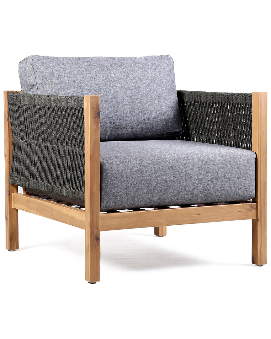 Armen Living Sienna Outdoor Eucalyptus Lounge Chair