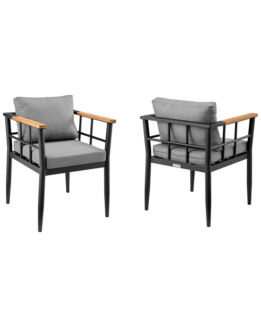 Armen Living Ezra Outdoor Patio Dining Chairs In Black