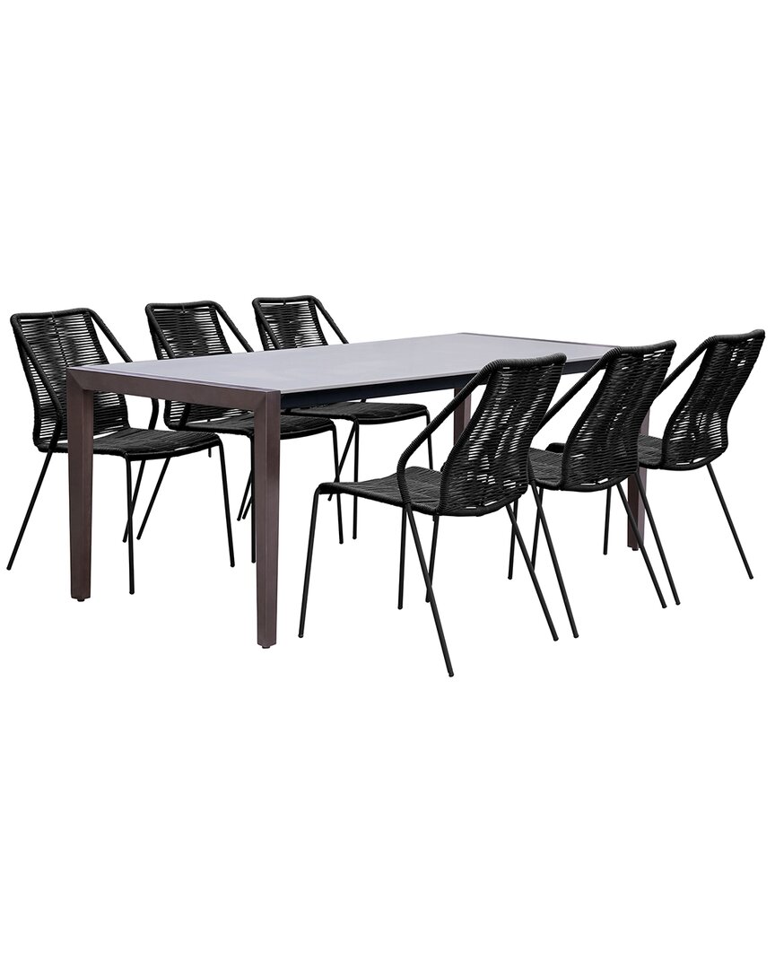 Armen Living Fineline And Clip Indoor Outdoor 7pc Dining Set
